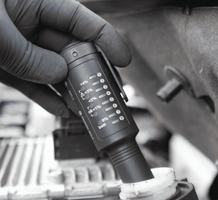 Checking brake fluid moisture content with a tester pen