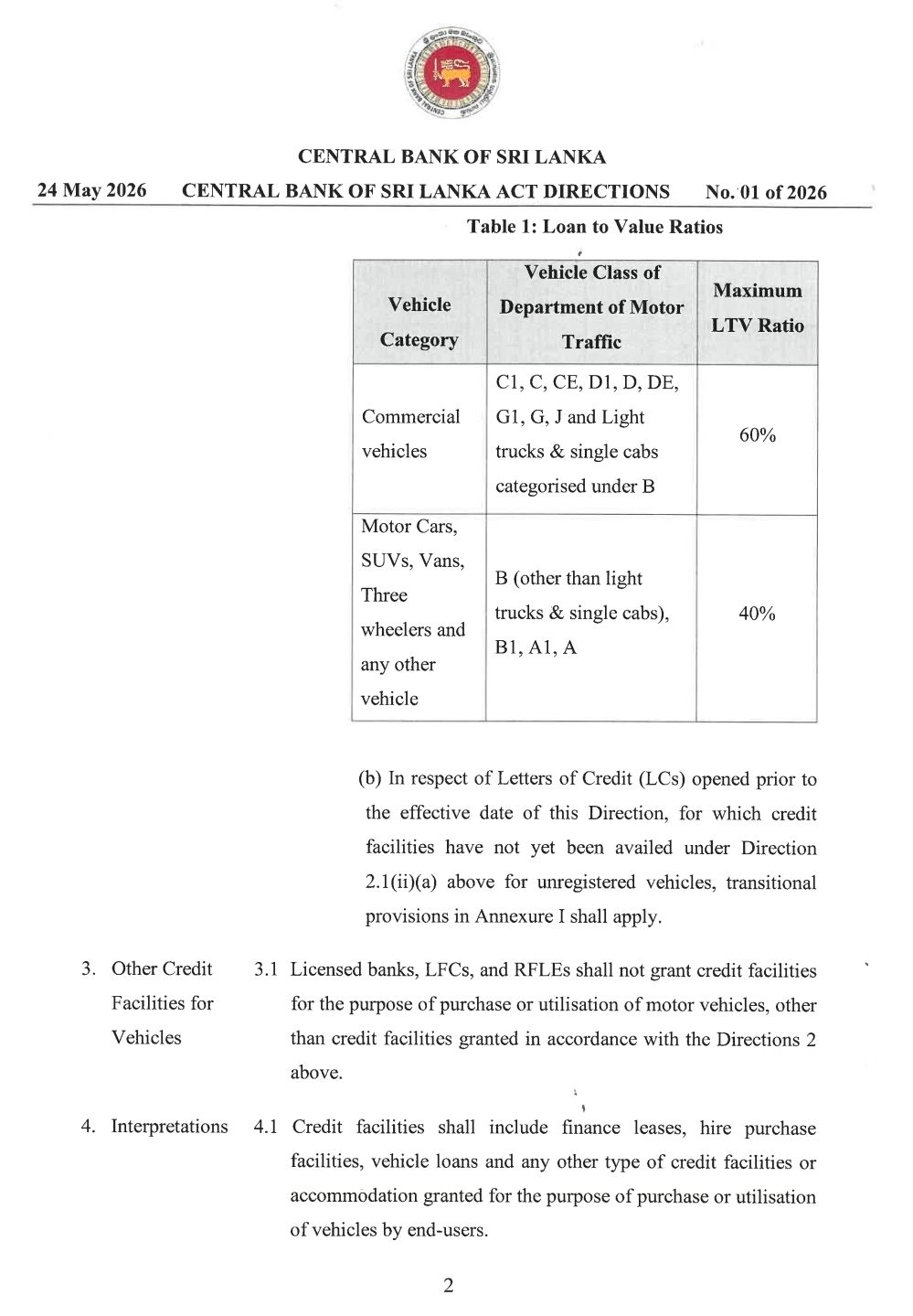 CBSL Direction Document Screenshot 1